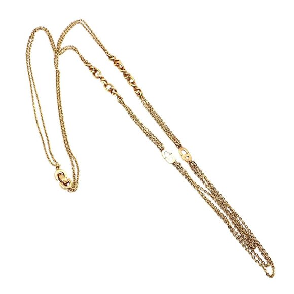 Vintage! Christian Dior Solid 18k Gold CD Three Strand 28" Long Necklace Germany - Picture 12 of 14